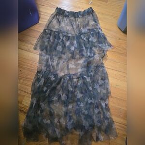Camouflage Sheer Maxi Skirt